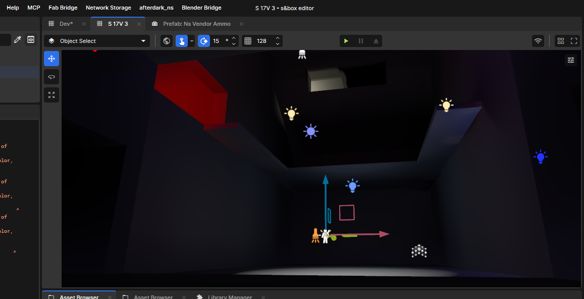 In-editor club POI test view with lighting and route markers