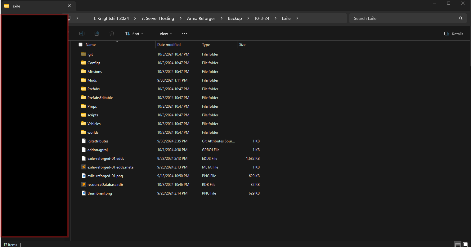 Recovered Exile project files from 2024